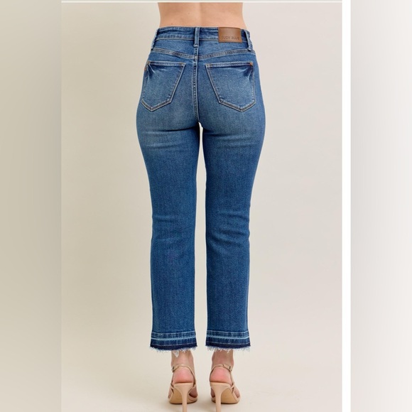 🆕 Judy Blue HW Vintage Wash Release Hem Kick Flare High Rise Blue Denim 👖 - Picture 6 of 9